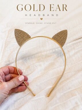 Gold Rhinestone Cat Ear Headband